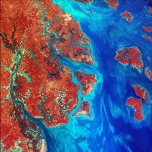 התחברות השונים - נהר נשפך מחופה של מדינת גינאה-ביסאו באפריקה לאוקינוס האטלנטי 